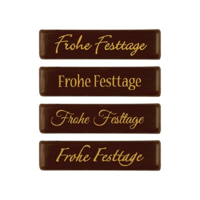 128 pz Placchetta  Frohe Festtage , cioccolato fondente 